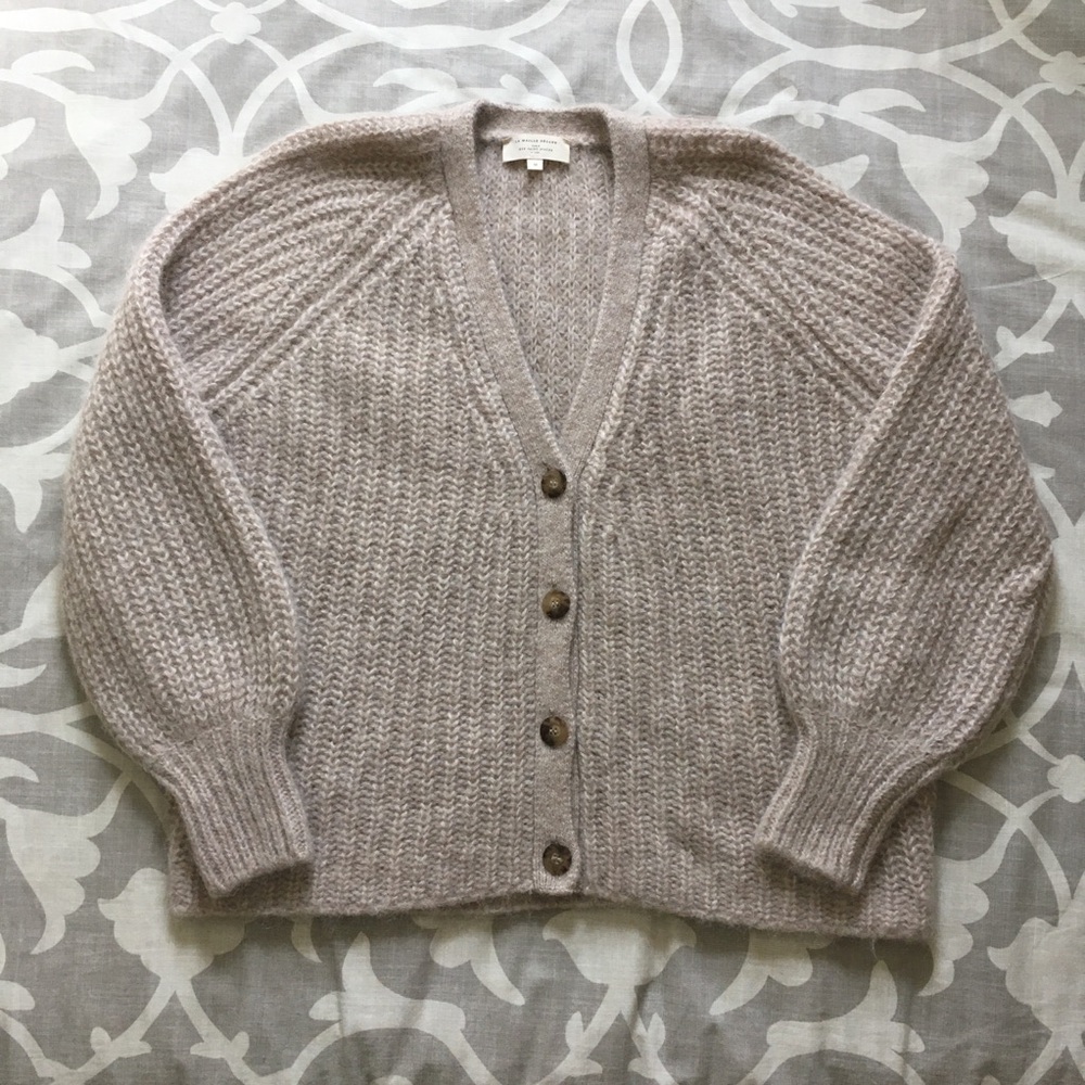 Sezane Basile alpaca wool cardigan beige taupe size medium EUC